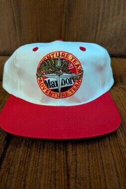 Vintage 90's Marlboro White and Red Adventure Team Snapback Hat